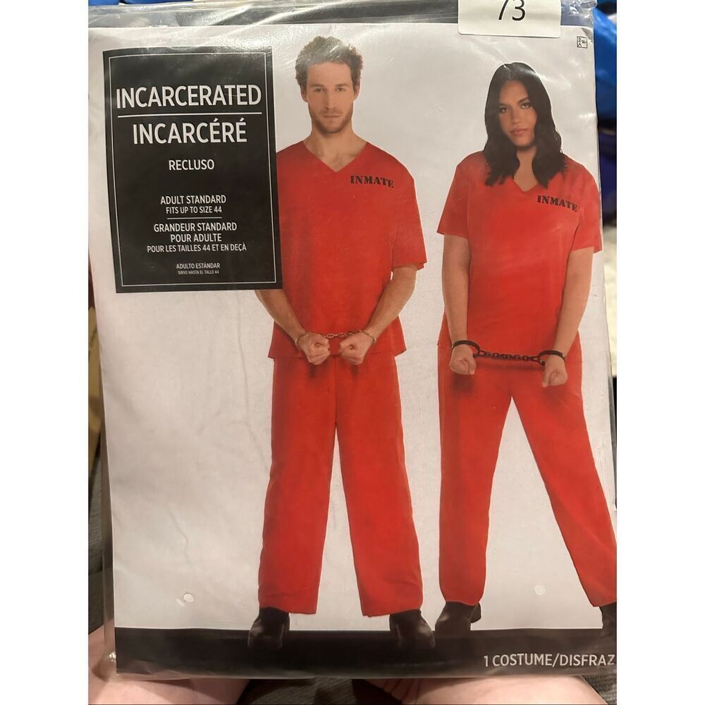 Party King NEW adult inmate prisoner costume Halloween (fits up to 44)